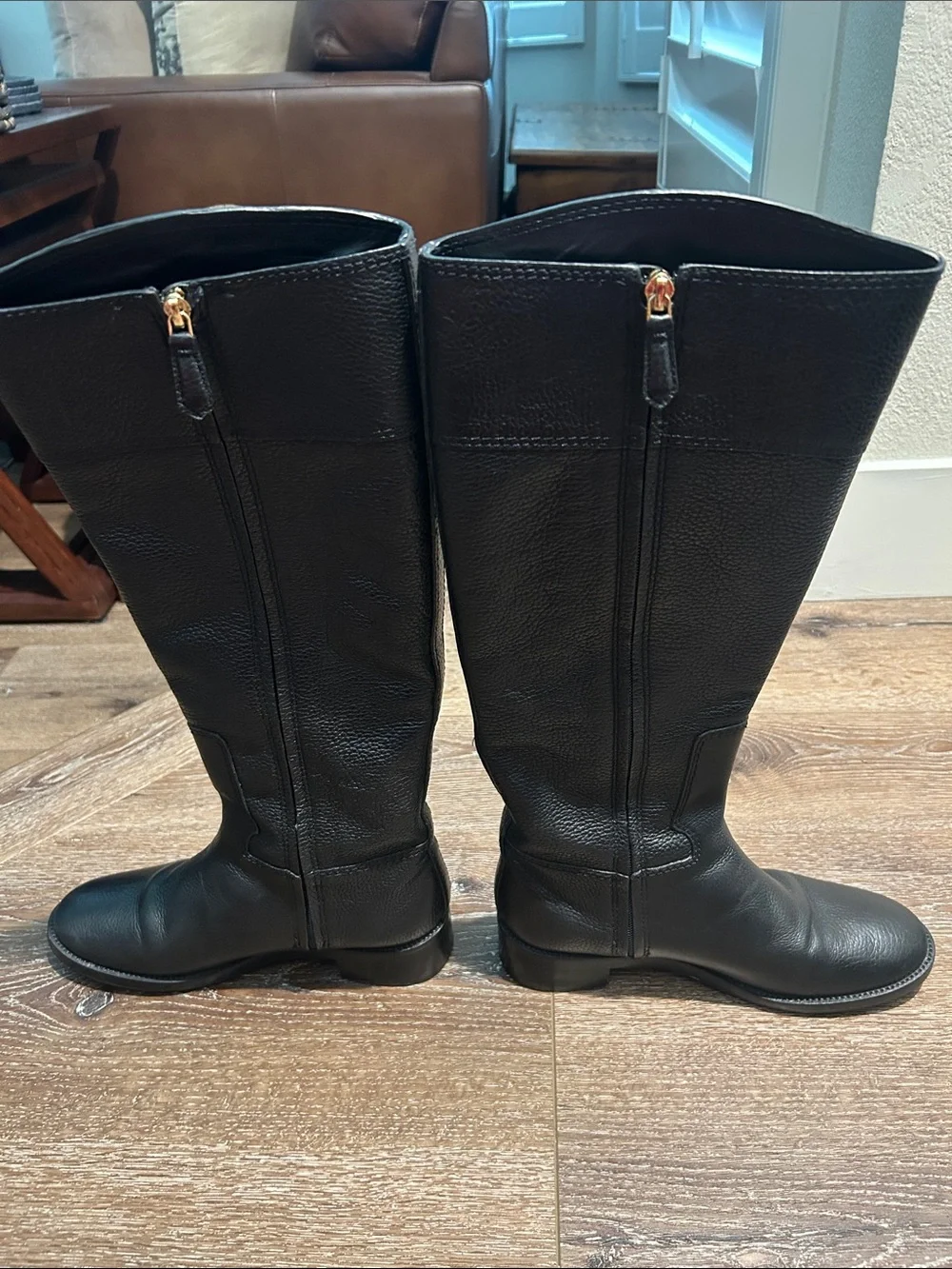 Tory Burch Black Leather Tall/Riding Riding Boots